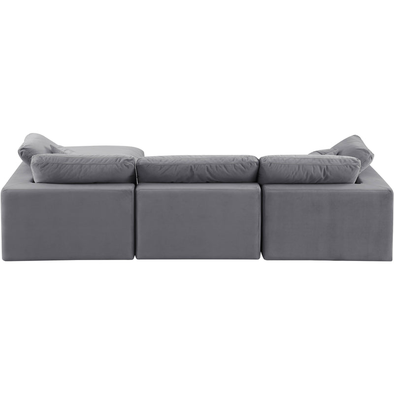 Meridian Comfy Grey Velvet Modular Sectional IMAGE 5