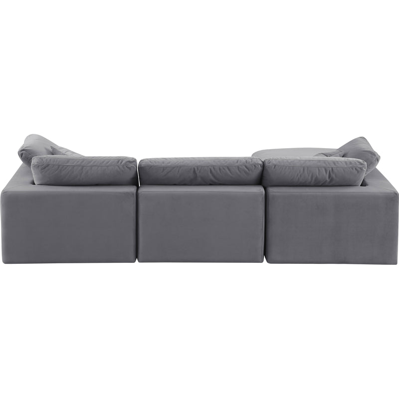 Meridian Comfy Grey Velvet Modular Sectional IMAGE 6