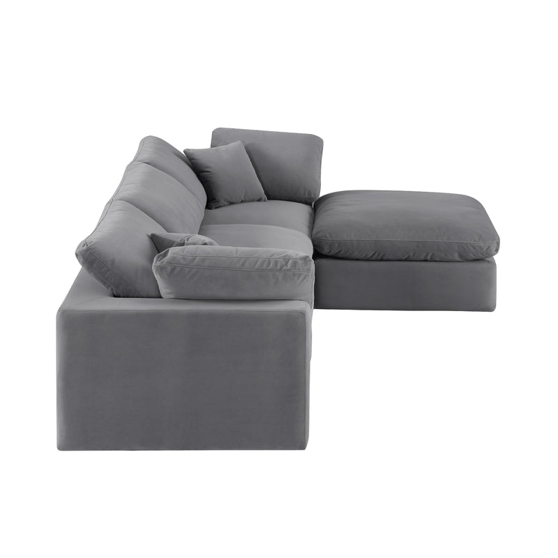 Meridian Comfy Grey Velvet Modular Sectional IMAGE 7