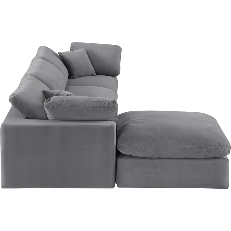 Meridian Comfy Grey Velvet Modular Sectional IMAGE 8