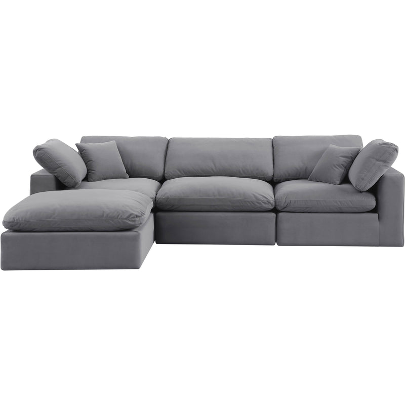 Meridian Comfy Grey Velvet Modular Sectional IMAGE 9