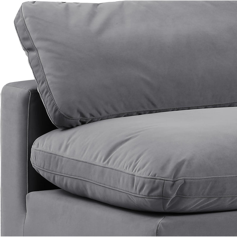 Meridian Comfy Grey Velvet Modular Sectional IMAGE 7