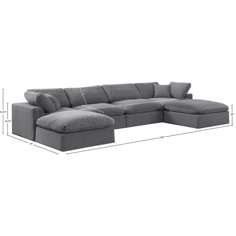 Meridian Comfy Grey Velvet Modular Sectional IMAGE 10