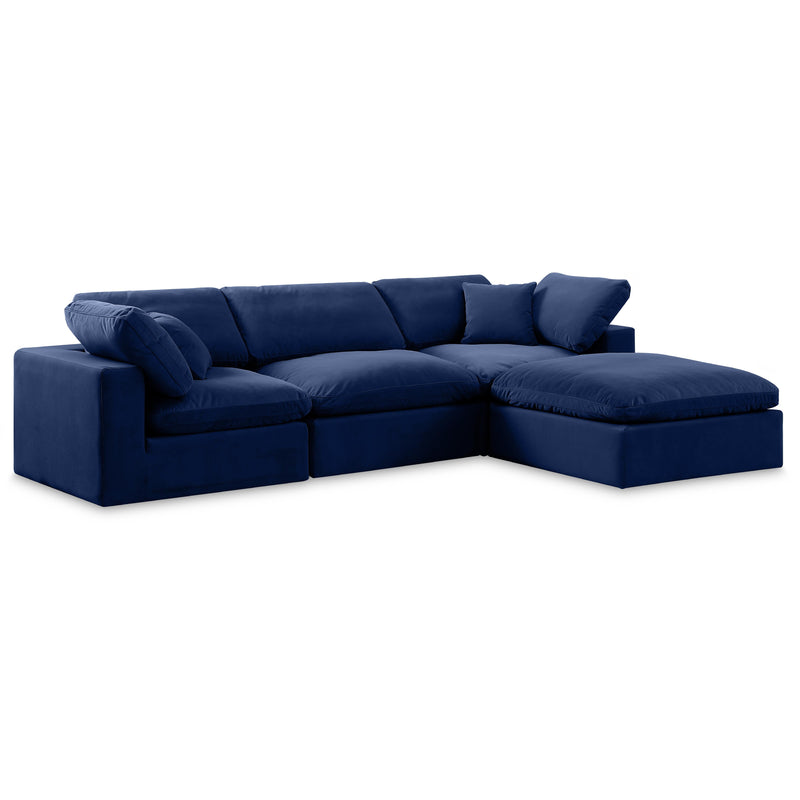 Meridian Comfy Navy Velvet Modular Sectional IMAGE 1