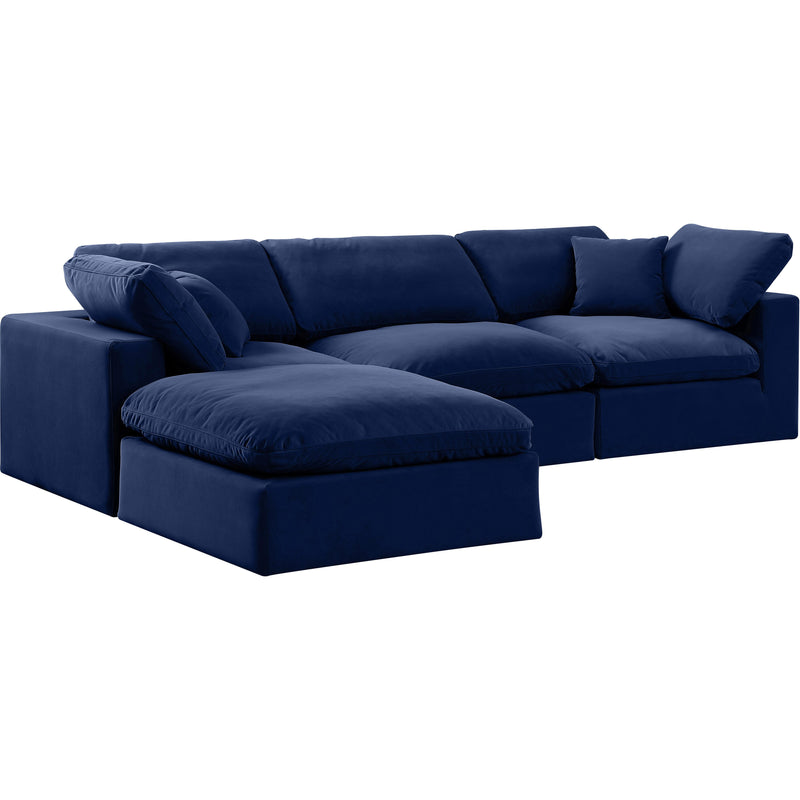 Meridian Comfy Navy Velvet Modular Sectional IMAGE 2