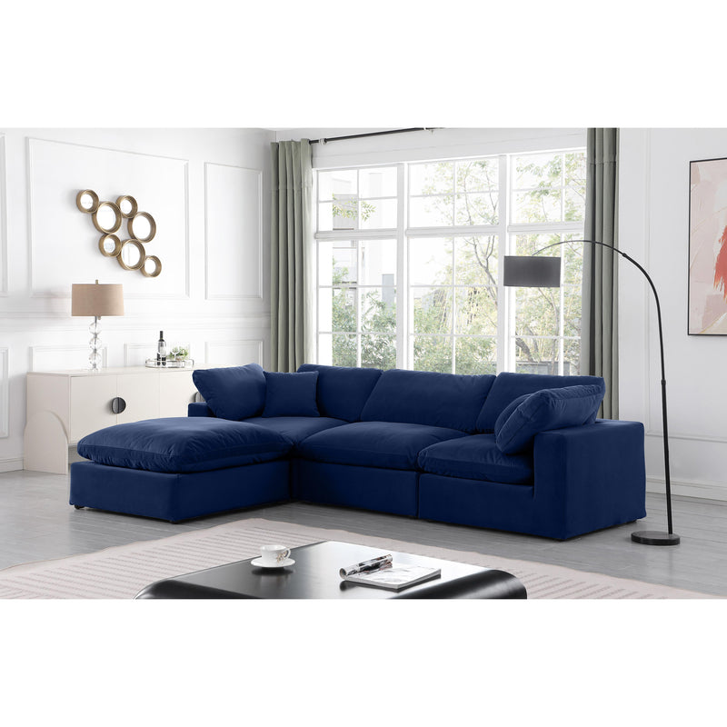 Meridian Comfy Navy Velvet Modular Sectional IMAGE 3