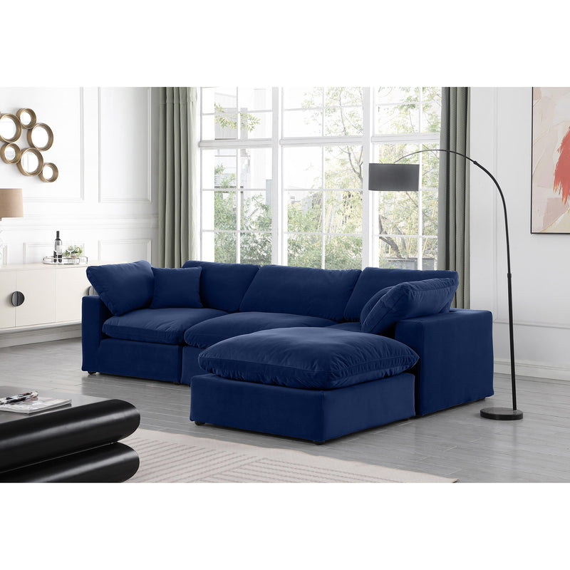 Meridian Comfy Navy Velvet Modular Sectional IMAGE 4