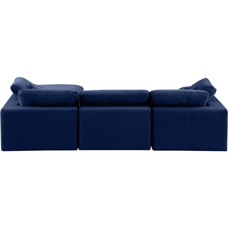 Meridian Comfy Navy Velvet Modular Sectional IMAGE 5