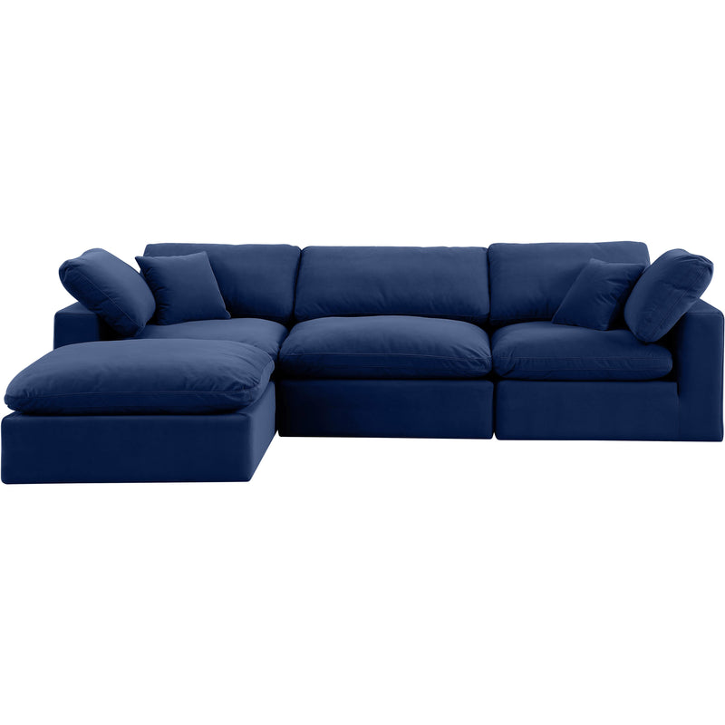 Meridian Comfy Navy Velvet Modular Sectional IMAGE 7