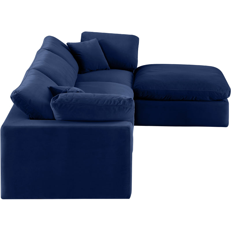 Meridian Comfy Navy Velvet Modular Sectional IMAGE 9