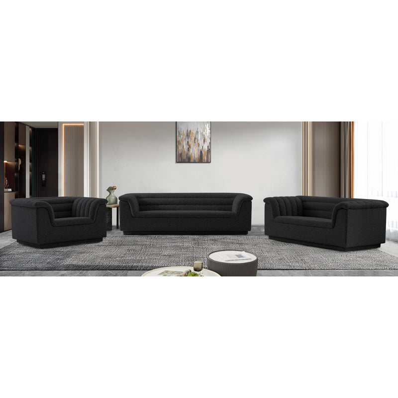 Meridian Cascade Black Boucle Fabric Loveseat IMAGE 17