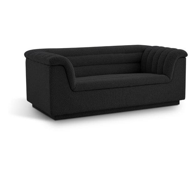 Meridian Cascade Black Boucle Fabric Loveseat IMAGE 1