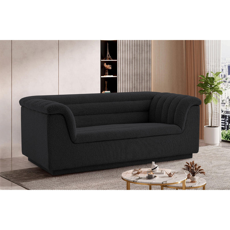 Meridian Cascade Black Boucle Fabric Loveseat IMAGE 2