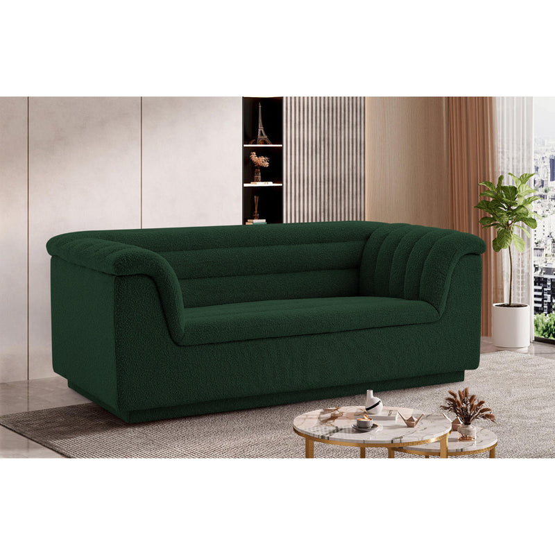 Meridian Cascade Green Boucle Fabric Loveseat IMAGE 2