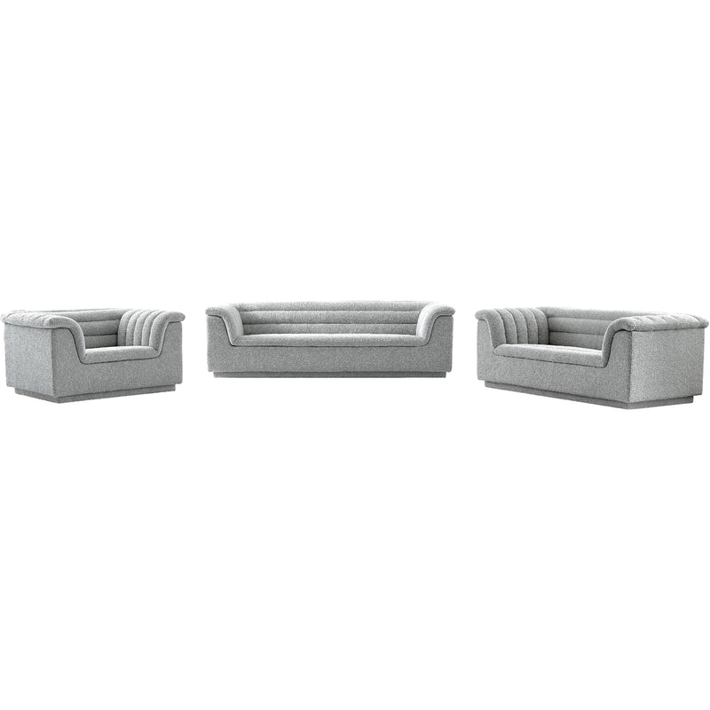 Meridian Cascade Grey Boucle Fabric Loveseat IMAGE 15