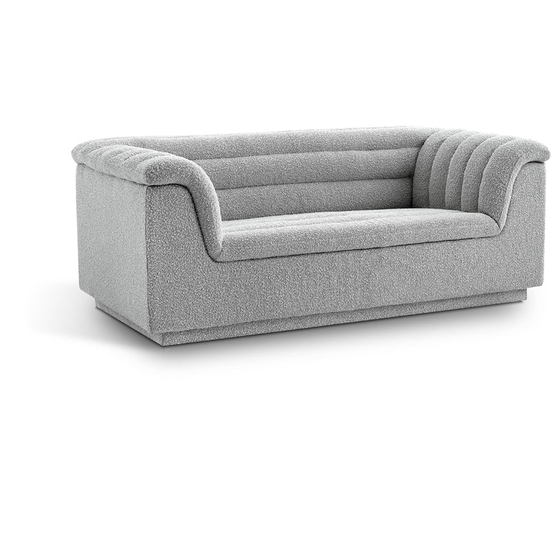 Meridian Cascade Grey Boucle Fabric Loveseat IMAGE 1