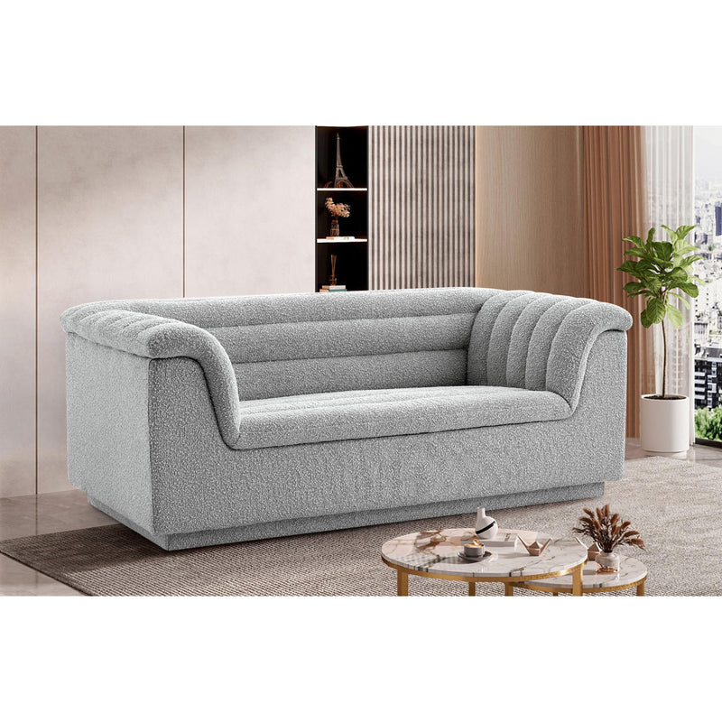 Meridian Cascade Grey Boucle Fabric Loveseat IMAGE 2