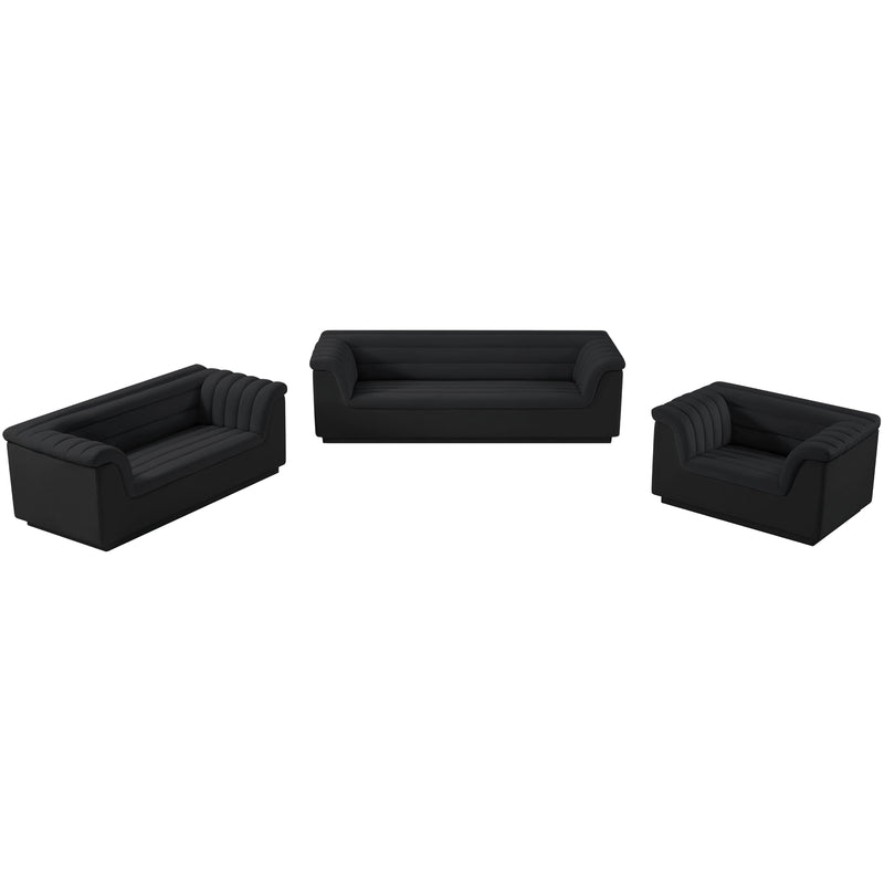 Meridian Cascade Black Velvet Fabric Loveseat IMAGE 14