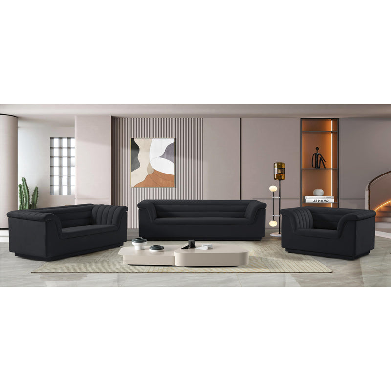 Meridian Cascade Black Velvet Fabric Loveseat IMAGE 16