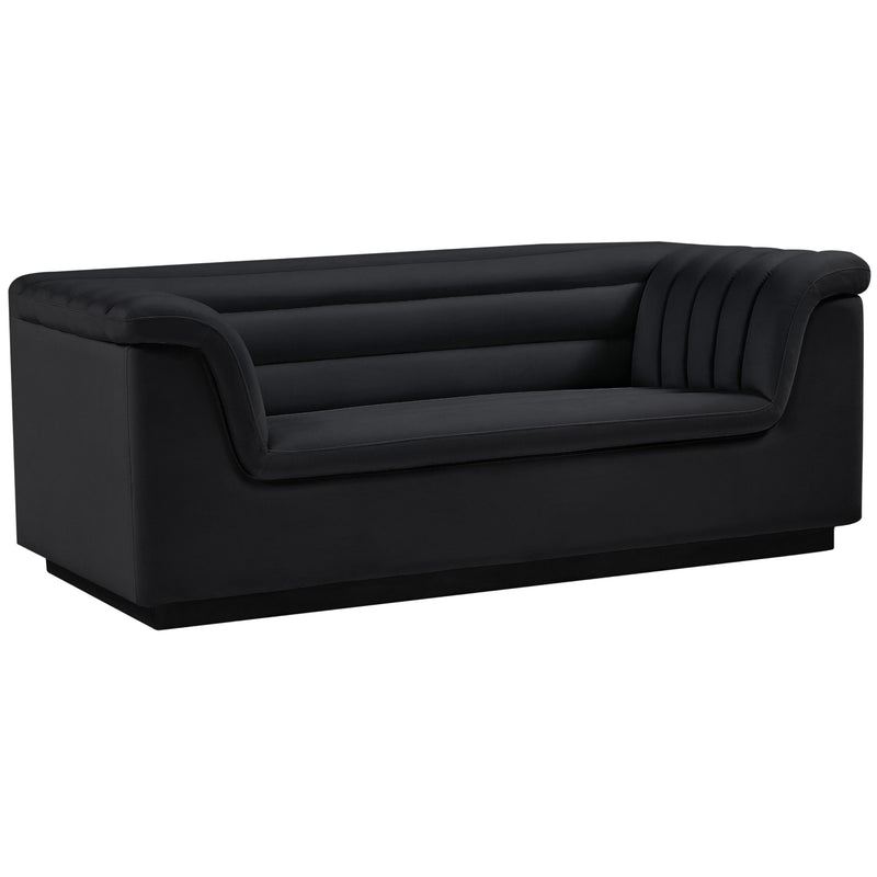 Meridian Cascade Black Velvet Fabric Loveseat IMAGE 17