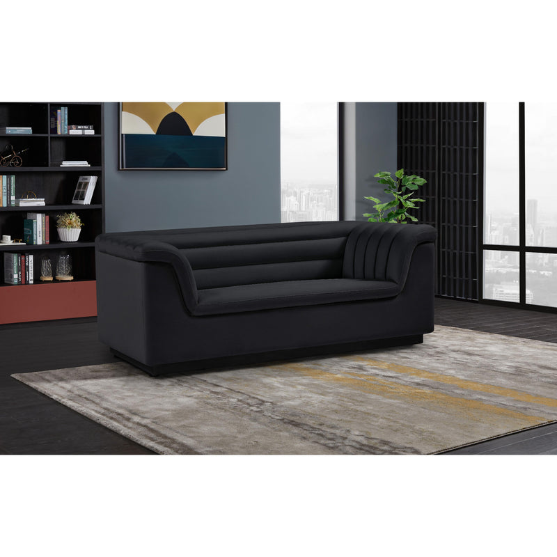 Meridian Cascade Black Velvet Fabric Loveseat IMAGE 2