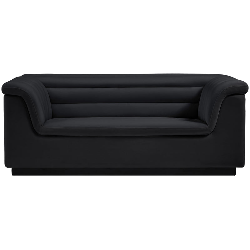 Meridian Cascade Black Velvet Fabric Loveseat IMAGE 5