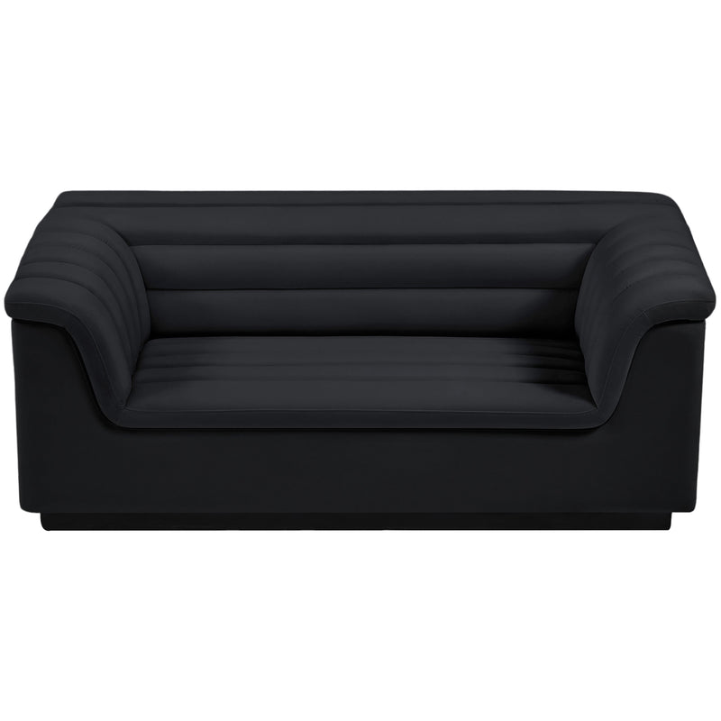 Meridian Cascade Black Velvet Fabric Loveseat IMAGE 6