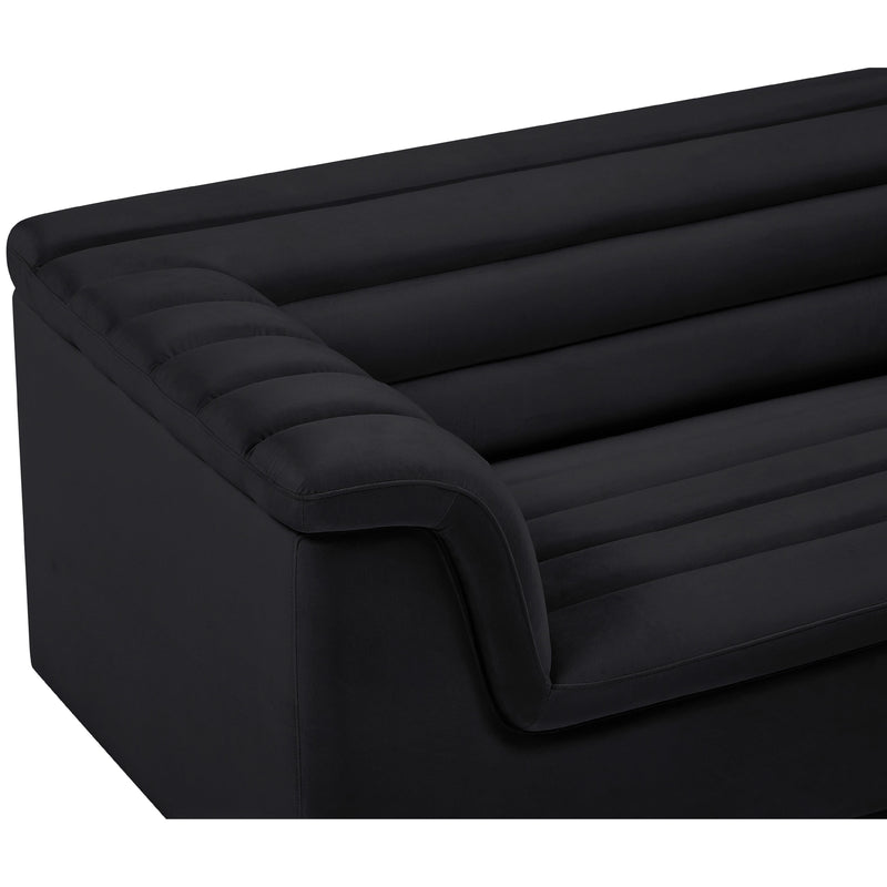 Meridian Cascade Black Velvet Fabric Loveseat IMAGE 9