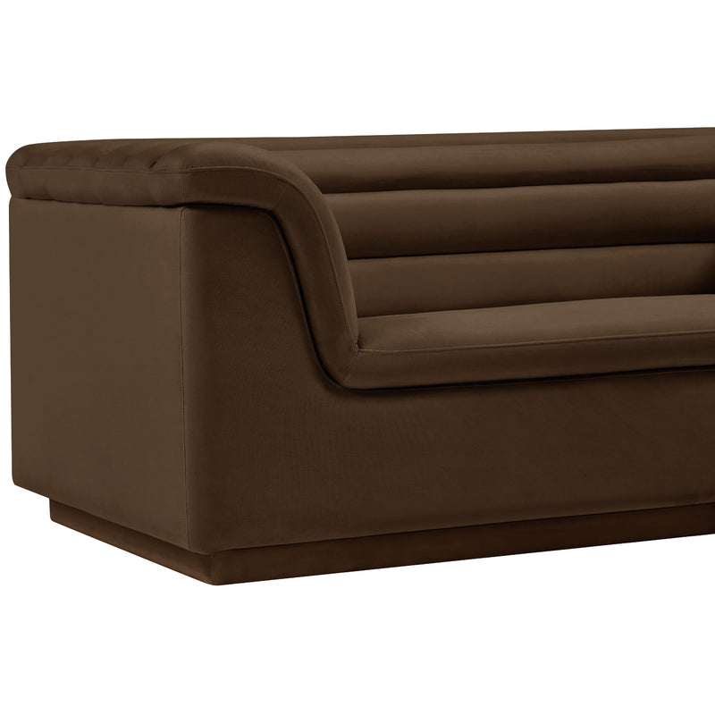 Meridian Cascade Brown Velvet Fabric Loveseat IMAGE 10