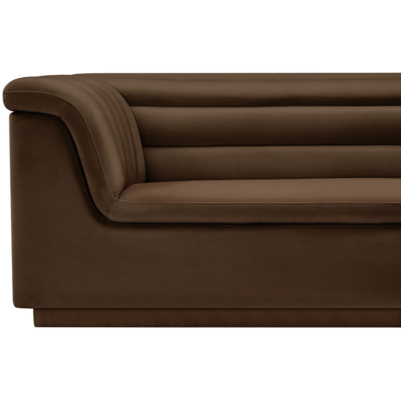 Meridian Cascade Brown Velvet Fabric Loveseat IMAGE 11