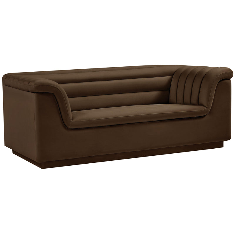 Meridian Cascade Brown Velvet Fabric Loveseat IMAGE 17