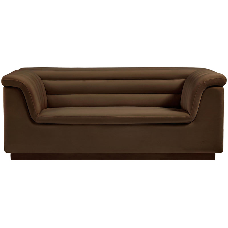 Meridian Cascade Brown Velvet Fabric Loveseat IMAGE 5