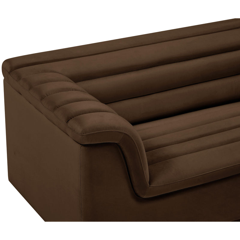 Meridian Cascade Brown Velvet Fabric Loveseat IMAGE 9