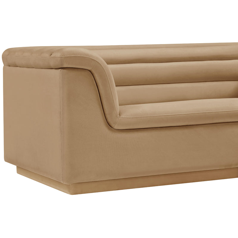 Meridian Cascade Camel Velvet Fabric Loveseat IMAGE 10