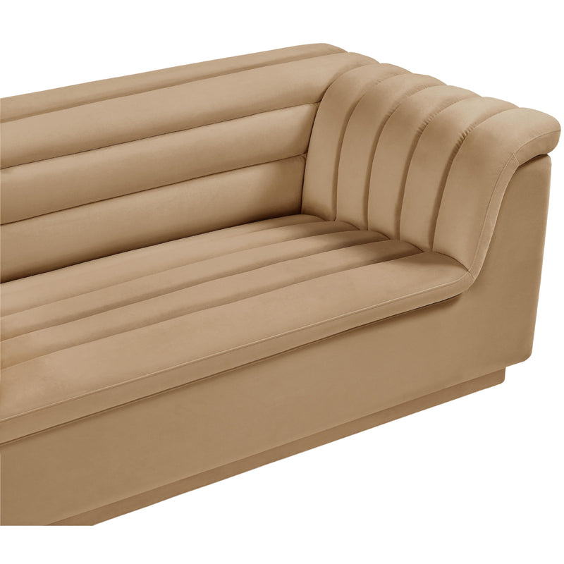 Meridian Cascade Camel Velvet Fabric Loveseat IMAGE 8