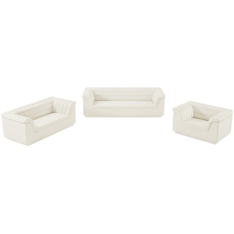 Meridian Cascade Cream Velvet Fabric Loveseat IMAGE 14