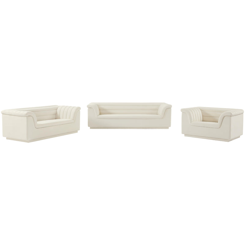 Meridian Cascade Cream Velvet Fabric Loveseat IMAGE 15