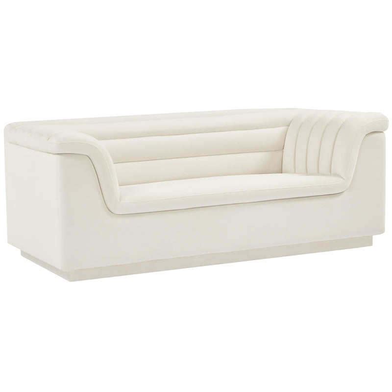 Meridian Cascade Cream Velvet Fabric Loveseat IMAGE 17