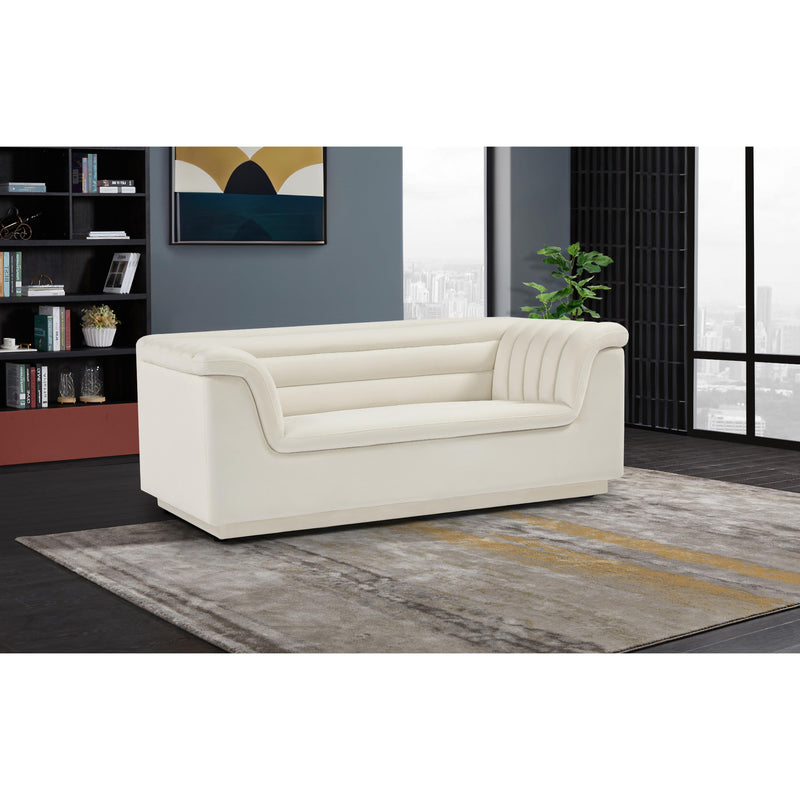 Meridian Cascade Cream Velvet Fabric Loveseat IMAGE 2