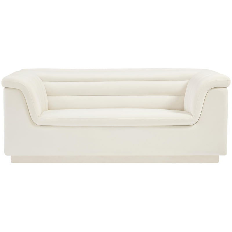 Meridian Cascade Cream Velvet Fabric Loveseat IMAGE 5