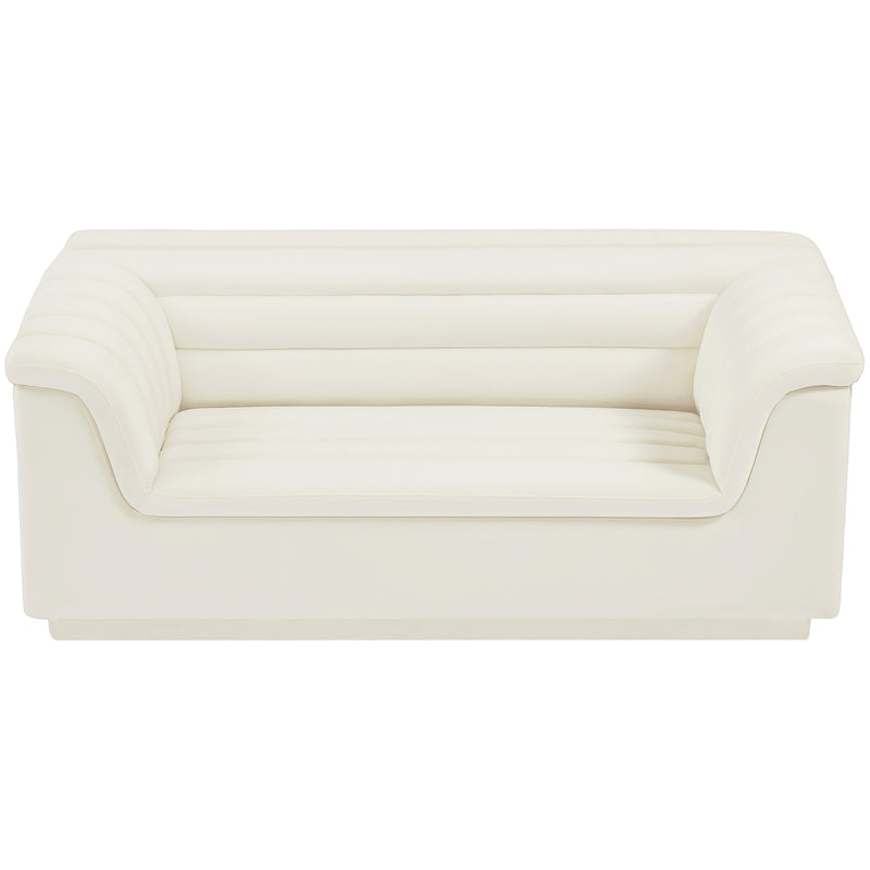 Meridian Cascade Cream Velvet Fabric Loveseat IMAGE 6