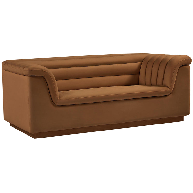 Meridian Cascade Saddle Velvet Fabric Loveseat IMAGE 17