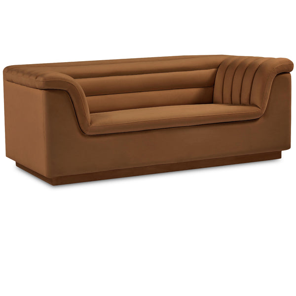 Meridian Cascade Saddle Velvet Fabric Loveseat IMAGE 1