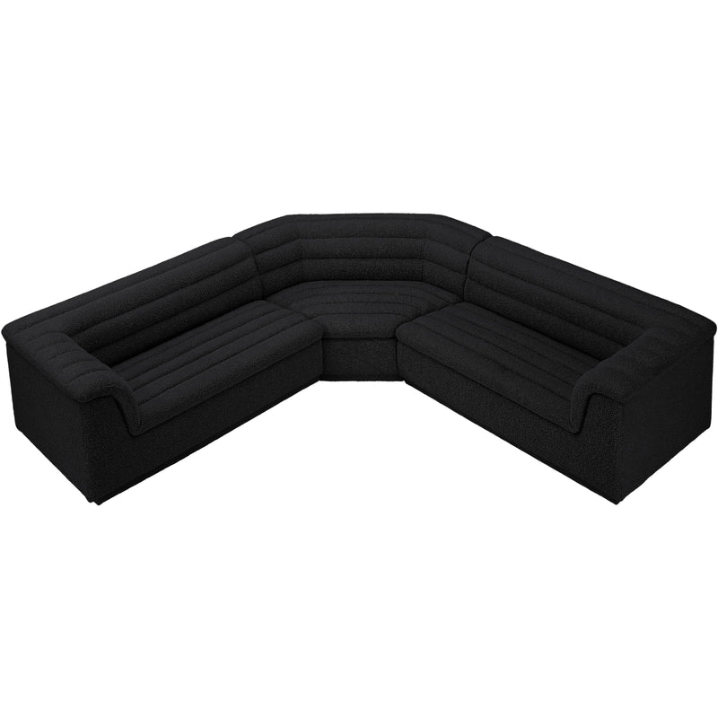 Meridian Cascade Black Boucle Fabric Modular Sectional IMAGE 4
