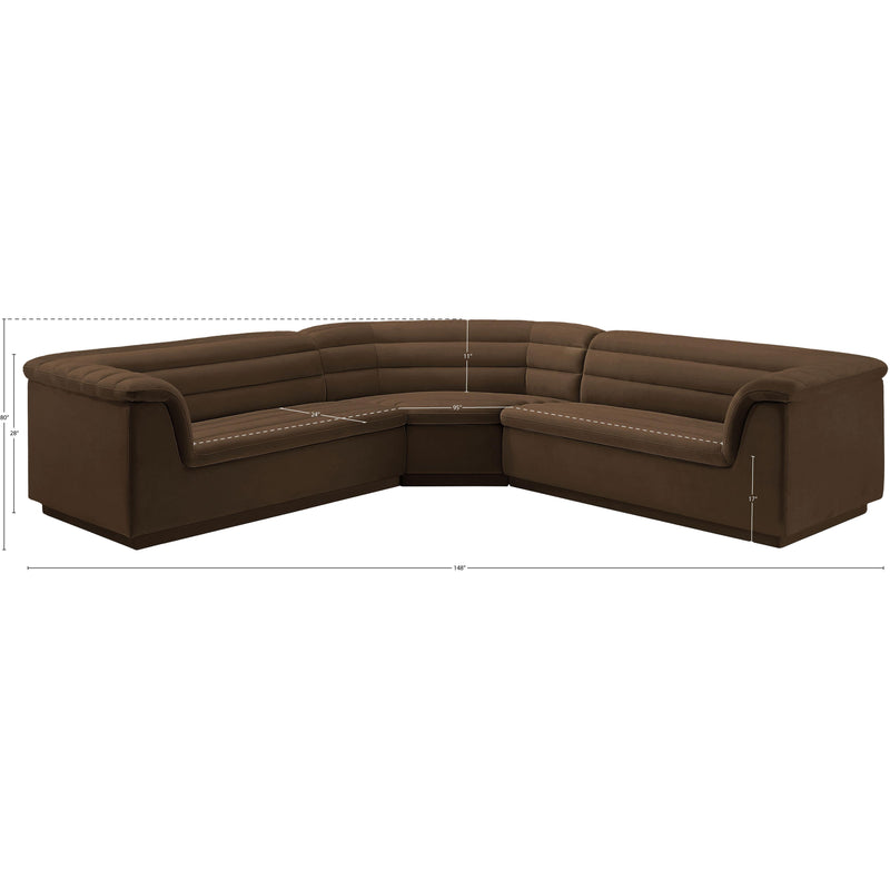 Meridian Cascade Brown Velvet Fabric Modular Sectional IMAGE 14