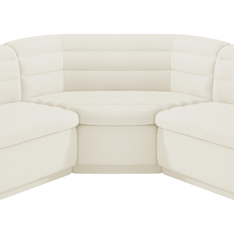 Meridian Cascade Cream Velvet Fabric Modular Sectional IMAGE 11