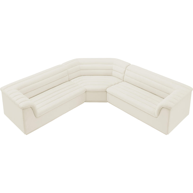 Meridian Cascade Cream Velvet Fabric Modular Sectional IMAGE 4