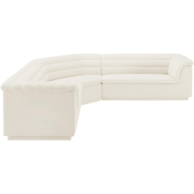 Meridian Cascade Cream Velvet Fabric Modular Sectional IMAGE 8