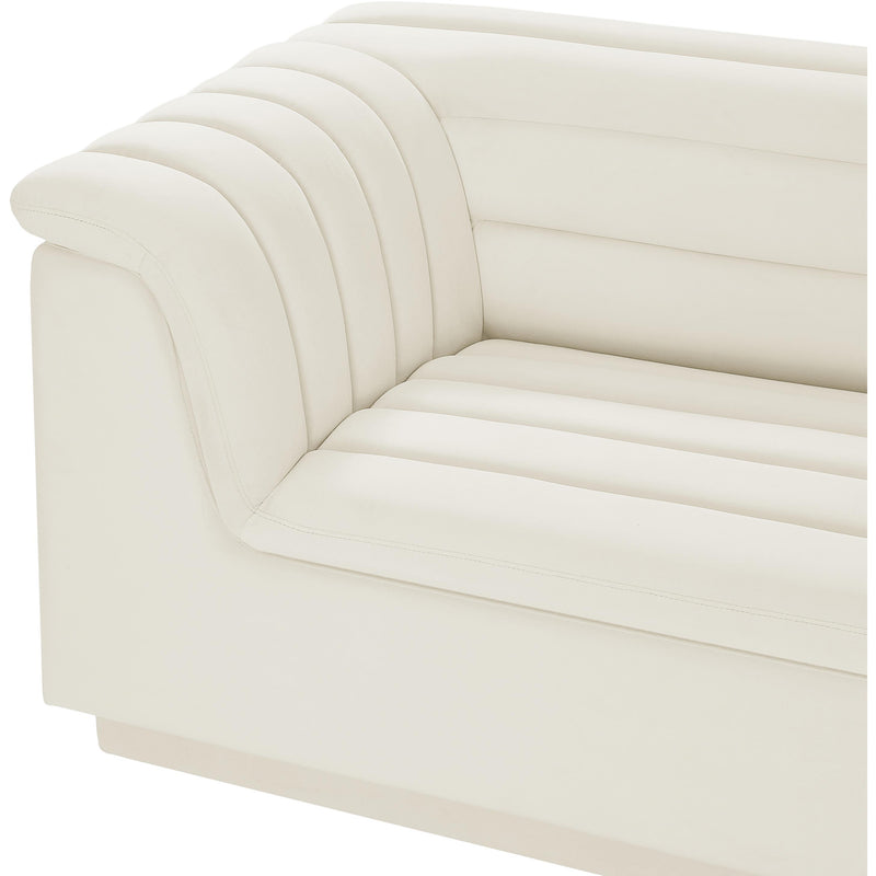 Meridian Cascade Cream Velvet Fabric Modular Sectional IMAGE 9