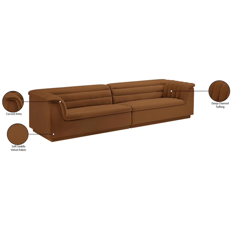 Meridian Cascade Saddle Velvet Fabric Modular Sofa IMAGE 11